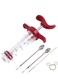 Injector, Plastic Marinade BBQ 1-oz Syringe, with 2 Stainless Steel Needles, 3 Extra O-Rings, 1 Brush, BPA-free Silicone Seal, Ergonomical One-hand Injecting Handle, for Cooking, Barbecue
