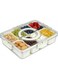 Divided Serving Tray with Lid and Handle, Snack Tray with Lid, Veggie Tray Fruit Tray, Snackle Box Charcuterie Container, Plastic Food Storage Organizer for Snack, Fruits, Veggie, Candy, Nut, Picnic