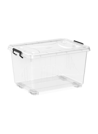 33L Clear Plastic Storage Box With Wheels &amp; Lockable Lid Transparent 33.0Liters