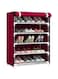 5 Tiers Shoes Rack with Dustproof Cover Adjustable Tall Shoe Storage Hold 15 Pairs of Shoes Cabinet Closet Shoe Organizer Shelf Doorway Corridor 30x60x90cm, Red