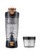 SULUNZEGER Protein Shaker Bottle, Whey Protein Water Bottle with Powder Cup, Rechargeable Portable Blender, Tritan and BPA Free Material, Pre Workout Mixer for Gym and Fitness (Black)