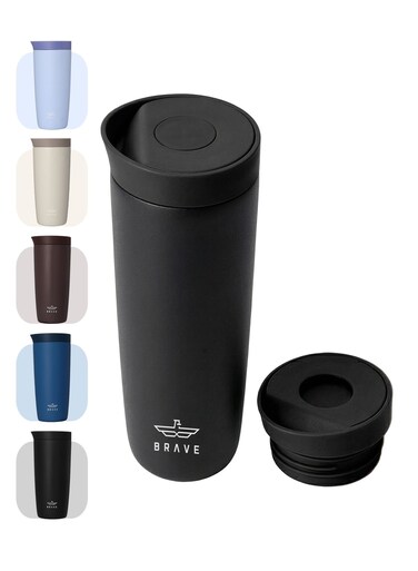 Insulated Travel Mug 500ml Stainless Steel Coffee Cup with Push Button Lid, Double Wall Vacuum Flask Thermos, Leakproof Tumbler for Hot &amp; Cold Drinks, Keeps Hot 8 Hours Cold 24 Hours, Portable Durable Coffee Tea Water Mug, Cup Holder Friendly Travel Tumbler (Black)
