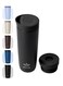 Insulated Travel Mug 500ml Stainless Steel Coffee Cup with Push Button Lid, Double Wall Vacuum Flask Thermos, Leakproof Tumbler for Hot &amp; Cold Drinks, Keeps Hot 8 Hours Cold 24 Hours, Portable Durable Coffee Tea Water Mug, Cup Holder Friendly Travel Tumbler (Black)