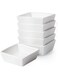 Masroo Ramekins 177ml Oven Safe - Square Ramekins for Creme Brulee, Porcelain Souffle Ramekins for Baking, Dessert Bowls Appetizer Bowls Dipping Sauce Dish, Set of 6, White