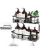 Orimade Shower Caddy Basket Soap Dish Holder Shelf with 5 Hooks Bathroom Organizer Shelf Kitchen Storage Rack Wall Mounted Adhesive No Drilling SUS304 Stainless Steel - 3 Pack,Black