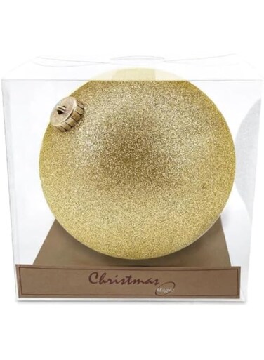 Christmas Magic Glitter Bauble, 15 cm Diameter, Gold