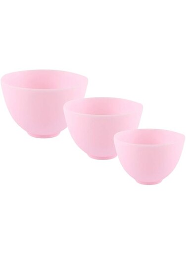 LANUOP 3 Pcs Facialmask Mixing Bowl Anti- drop Silicone DIY Facemask Bowl Cosmetic Stirring Bowls Massage Oil Dish Snack Serving Bowl for Skincare Products Pink