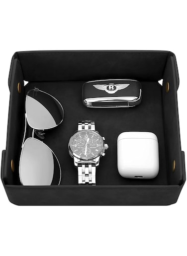 CASIRENA Father's Day Gifts Faux Leather Valet Tray Organizer for Men - Catch-All Tray for Entryway Table Key, Wallet, Watch, Coin Change, Phone, Dresser EDC Dump Jewelry, Bedside Nightstand Desk-top