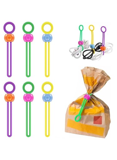 ALMEKAQUZ 6 Pcs Bag Sealing Clips,Bread Bag Clips,Chip Clips Bag Clips Food Clips,Bag Sealers for Everyday Grocery Shopping and Travel