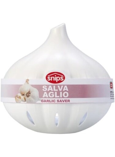 Garlic Keeper Container &acirc;&euro;&ldquo; White Plastic Garlic&acirc;&euro;&lsquo;Shaped Storage Jar with Ventilation Holes