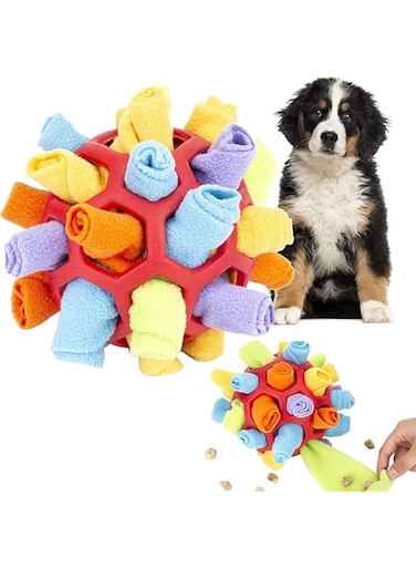 MOLIMI Portable Pet Snuffle Ball Toy, Interactive Dog Puzzle Toys for Encourage Natural Foraging Skills, Slow Feeder Training, Dog Chew Toys (Red Sphere)