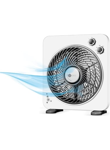 AFRA Electric Box Fan, 45W, 5 Blades, 3 Speeds, Portable, White, G-Mark, ESMA, RoHS, And CB Certified, AF-1045WT, 2-Year Warranty