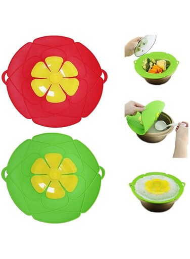 HIQUAY Pot Cover Spill Stopper Lid, Boil Over Safeguard, Silicone Spill Stopper, Prevent Pot From Boiling Over, Multi-Function Kitchen Tool, 2 Pcs(2, 10.24)