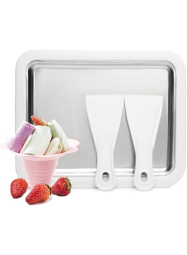 TERRIFI Stainless Steel Rolled Ice Cream Maker - Quick and Easy Soft Serve Instant Ice Cream Machine for Homemade Frozen Yogurt