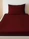 MAXQON Fitted Bed Sheet +1Pcs Pillow Covers, Single Size 90x190+15cm, Color Maroon