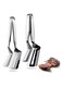 Pieces Stainless Steel Steak Clamps Double Sided Spatula Food Flipping Spatula Tongs Clip Barbecue Tong for Fish Fries Beefsteak Bread Hamburger BBQ Meats Pizza Pies