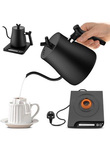 Necomi Electric Gooseneck Kettle,1L Electric Coffee Kettles with Temperature Indicate,1000W Stainless Steel Electric Water Kettle&amp;Tea Kettle, Auto Shut Off, for Coffee,Tea