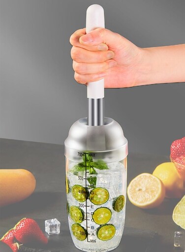 ml transparent blender shake bottle set - 4-piece detachable cups, equipped with stainless steel mashing rods   Suitable for crushing ice and processing fruits for lemon tea, watermelon and passion fruit beverages