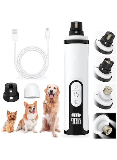 FC22 Dog Nail Grinder with 2 LED Light,3-Speed Electric Pet Nail Trimmer Cordless Rechargeable Grooming Tool File, Painless &amp; Quiet Paws Smoothing