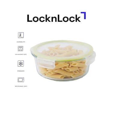 LocknLock Fresh Oven-Safe Glass Round Container 930ml &ndash; Airtight, Leakproof &amp; Heat-Resistant