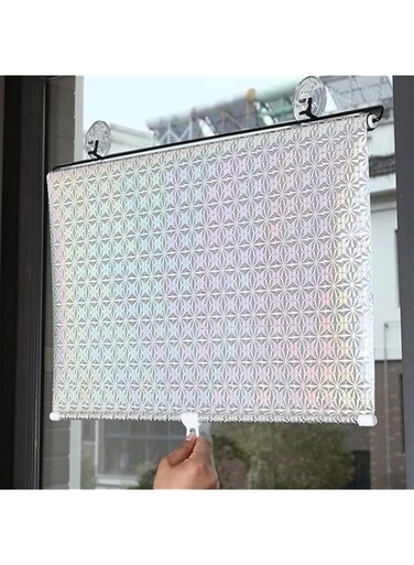 Xspring Blackout Blind, Curtains Cup Office Blinds, Blinds Retractable Punch Free Roller, Portable Blackout Suction Curtains, Home Sunshade Window Balcony Sun Shade Nail Free, 125&times;68cm (Silver)