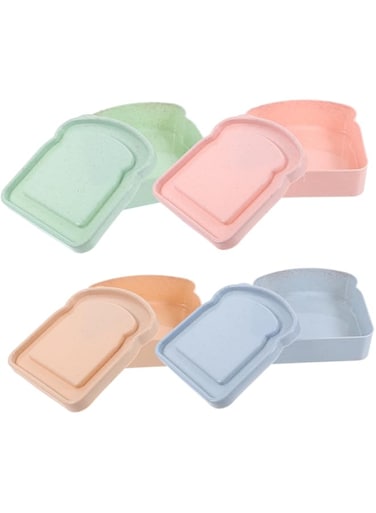 UTHCLO 4pcs Sandwich Storage Cases Toast Case with Lid Portable Toast Container