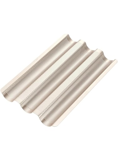 CHEFMADE Chef Made Non-Stick Perforated Baguette Pan for French Bread Pan, Champagne, Large