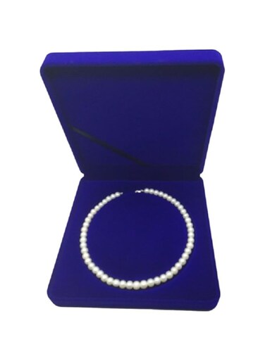 (Royal Blue for Pearl Necklace) - Junning Wedding Jewellery Sets Velvet Box Necklace Gift Display Case Storage Holder (Royal BlueFor Pearl Necklace)