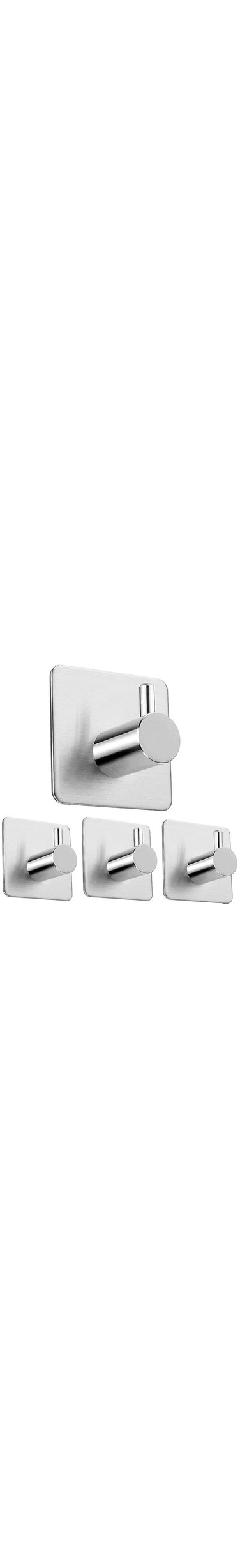 FabFactor Wall Hook Adhesive (Pack Of 4)-Stick on Bathroom/Room/Door/Kitchen -Heavy Duty for Hanging Towels, Robes, Coats, Keys,Calendars (Silver Pin Hooks, 4)
