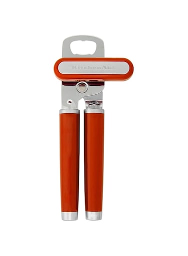 KitchenAid Classic Multifunction Can Opener and Bottle Opener Easy to Use, Razor Sharp Stainless Steel Cutting Wheel, Soft Ergonomic Handles, Hot Sauce