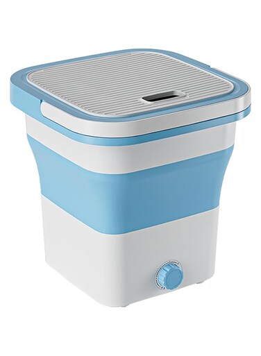 ZABIA Foldable Mini Small Portable Washer Washing Machine for Apartment, Laundry, Camping, RV, Travel, Underwear, Socks, Baby clothes (110V-240V) (Blue)