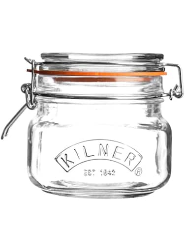 Kilner 25.51 Preserving Jar for Jam, with Square Base and Mechanic Cap Clip, Capacity: 0.5 litres