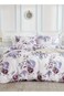 Home Queen Size 6 Pieces set: 1 Duvet cover - 200*230cm.; 1 Flat sheet - 230*250cm.; 4 Pillow covers - 50*75cm. Bedding set light pink with purple floral pattern.