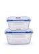 Glass Food Storage Containers, 400ml and 600ml, Leak-Proof with Silicone Strip, 2 Sizes ,Blue