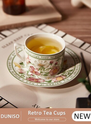 Tea Cups and Retro Tea Cups and Saucers Set Porcelain Tea Set for Tea Party Afternoon Tea Cups Saucer for Coffee Milk Kitchen and Drawing RoomSaucers Set Porcelain Tea Set for Tea Party
