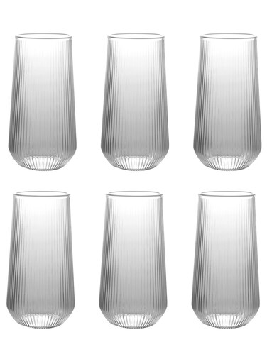 Set, Set Of Six, Striped Transparent Water Drop Cup, Can Be Used For Drinking Water, Coffee, Tea, Juice, Milk, 500Ml