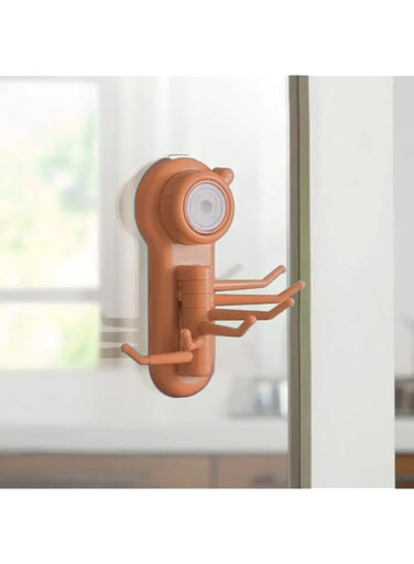 GulfDealz Bathroom durable Lightweight storage 6 Hook design Suction Cup, Towel Hooks Cup Hanger   pendants   aspiration, Plastic material - Brown