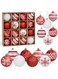 Bluelves 16Pcs Red White Christmas Ornaments, PVC Material, Traditional Style, Christmas Tree Decorations