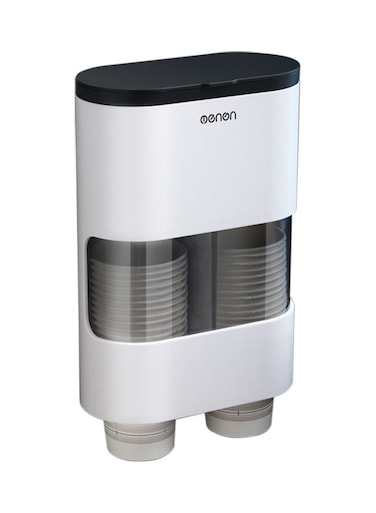 Double Tube Disposable Cups Dispenser Automatic Remover Cup Holder for Cone or Flat Bottom Cups Black 26.70 x 12.20 x 18.50cm