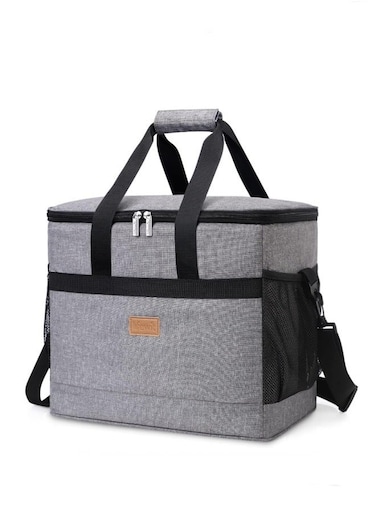 Portable Large Insulated Cooler Leak Proof Water Resistant Lunch Bag For Men Women Adult For Office Shoulder Hand Grey ﻿