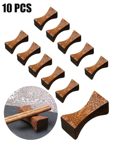 10 Pcs Wooden Chopstick Rests and Utensil Holders &acirc;&euro;&ldquo; Natural Wood Stand Set for Chopsticks, Spoons, Forks, and Knives &acirc;&euro;&ldquo; Ideal for Home, Hotel, and Restaurant Use