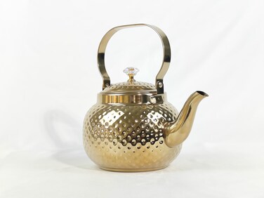 Teapot with Removable Infuser, 2L Stainless steel Coffee &amp; Tea Pots - Perfect filter for Loose Leaf Tea or Tea Bags (Gold)