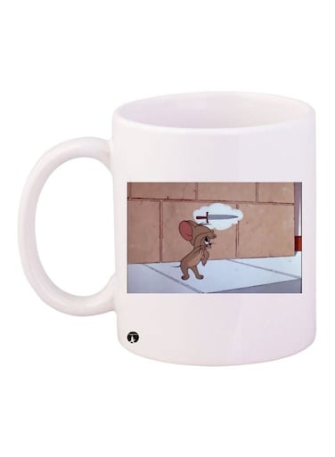 Jerry Printed Coffee Mug White/Brown/Grey