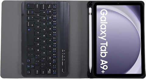 Keyboard Case for Samsung Galaxy Tab A9+ 2023 SM-X210 / SM-X215 / SM-X216 with S Pen Holder，Protective Cover Case with Detachable Wireless Keyboard for Samsung Galaxy Tab A9 Plus 2023 &ndash;Black