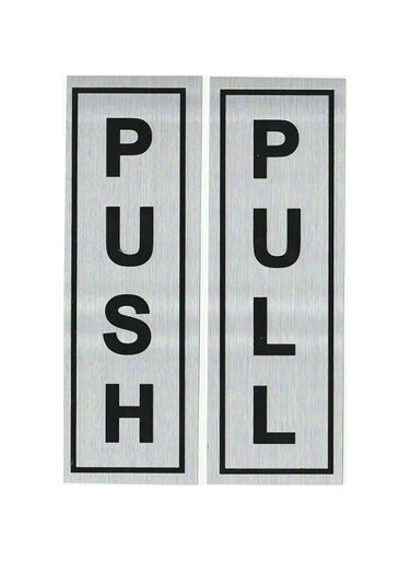 ZL Pull and Push Sticker (6x18cm, Silver )