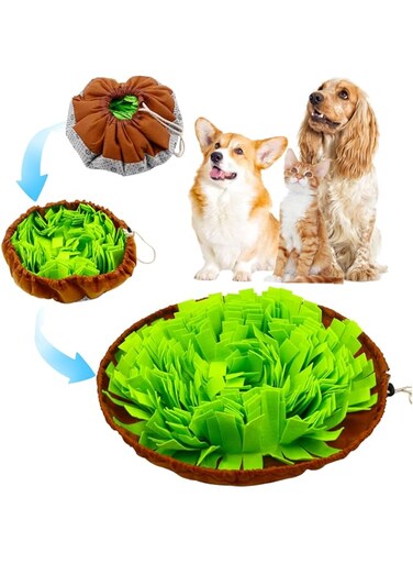 Oasisgalore Snuffle Mat for Dogs Sniffing Feeding Mat Enrichment Pet Foraging mat for Smell Training and Slow Eating, Stress Relief Interactive Dog Toy for Feeding, Dog Mental Stimulation Toys(Green)