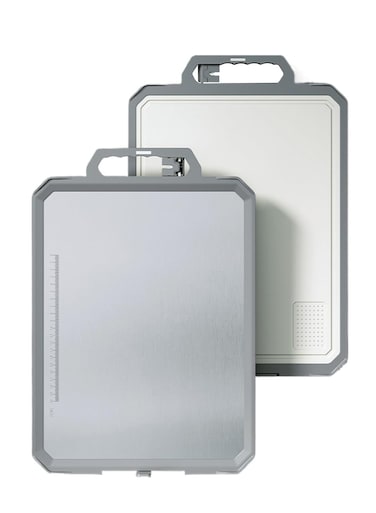 Cutting Board Double Sided,Large Size 17&acirc;&euro;&Atilde;&mdash;11&acirc;&euro;, 304 Stainless Steel Cutting Board for Kitchen, Food-Grade, Stainless Steel and PP, Easy to Clean