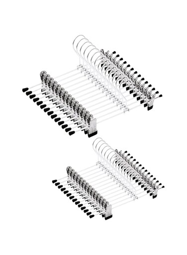 ZOBER High Grade Metal Hangers with 2 Clips   Pack of 25   Non-Slip Adjustable Clips for Trousers, Pants, Skirts   12 inch