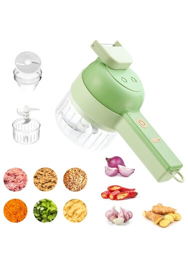 4 In 1 Handheld Electric Vegetable Cutter Set Durable Chili Vegetable Crusher Kitchen Tool Usb Charging Ginger Masher Machine