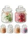 Praknu Glass Candy Boxes 700 ml &ndash; 6 Vintage Airtight Candy Boxes with Lids and Labels &ndash; for Sweets &amp; Biscuits